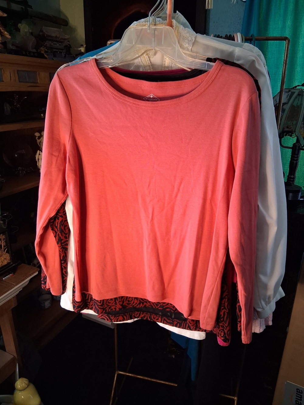 St. John's Bay Coral Long-Sleeve Crewneck Top